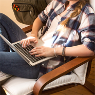 Student studying in chair